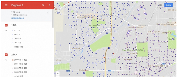 Карта пожарных гидрантов московской области