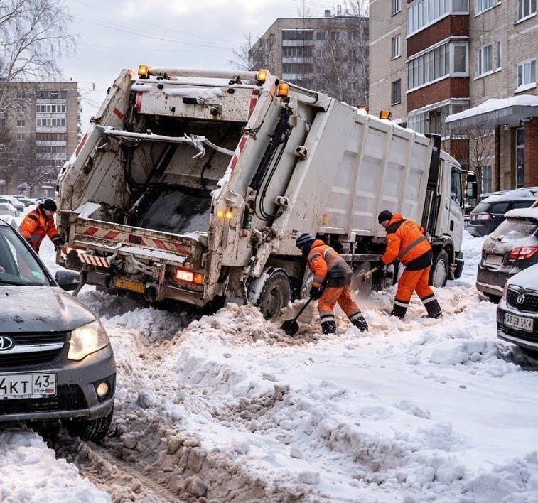 Регоператор объяснил, почему мусоровозу тяжело проехать в заснеженный двор Регоператор объяснил, почему мусоровозу тяжело проехать в заснеженный двор